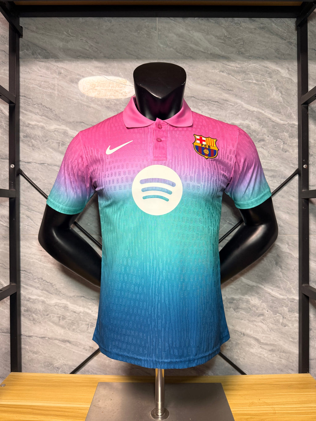 Barcelona 2026/27 Pink Teal Navy Gradient Polo Shirt — Player Version — photo 1