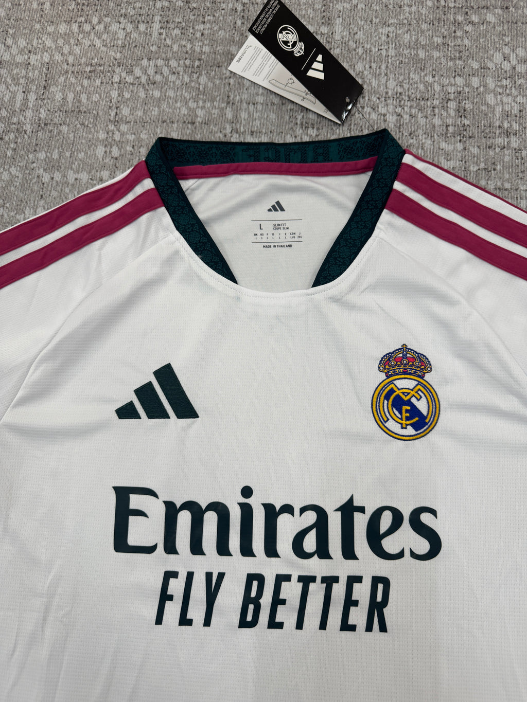 Real Madrid home shirt — chest and collar detail